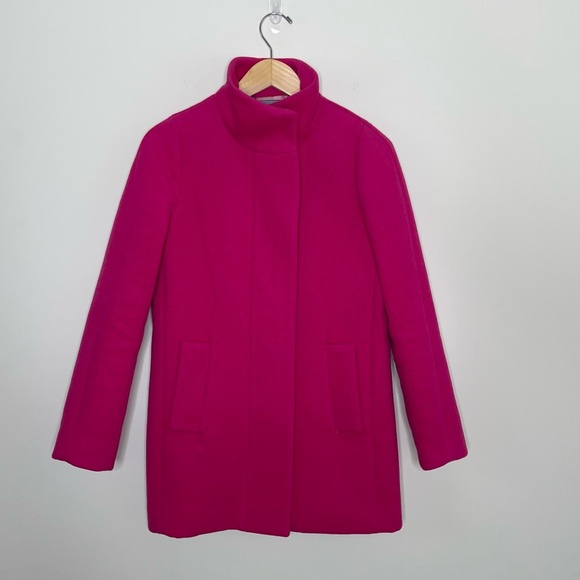 J. Crew Bright Pink City Cocoon Coat Wool trending preppy - Picture 6 of 13